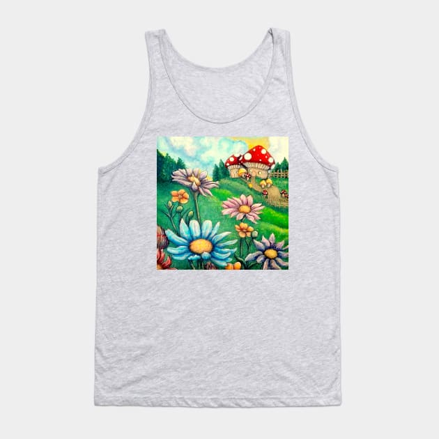 Cottagecore Fairy Toadstool Flower Garden Tank Top by CuddlyChimera